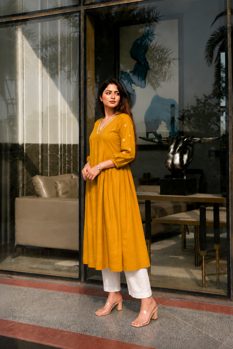 Solid Embroidered Kurta with Pant