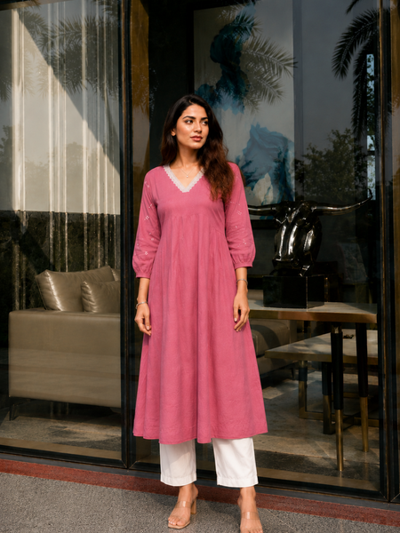 Solid Embroidered Kurta with Pant