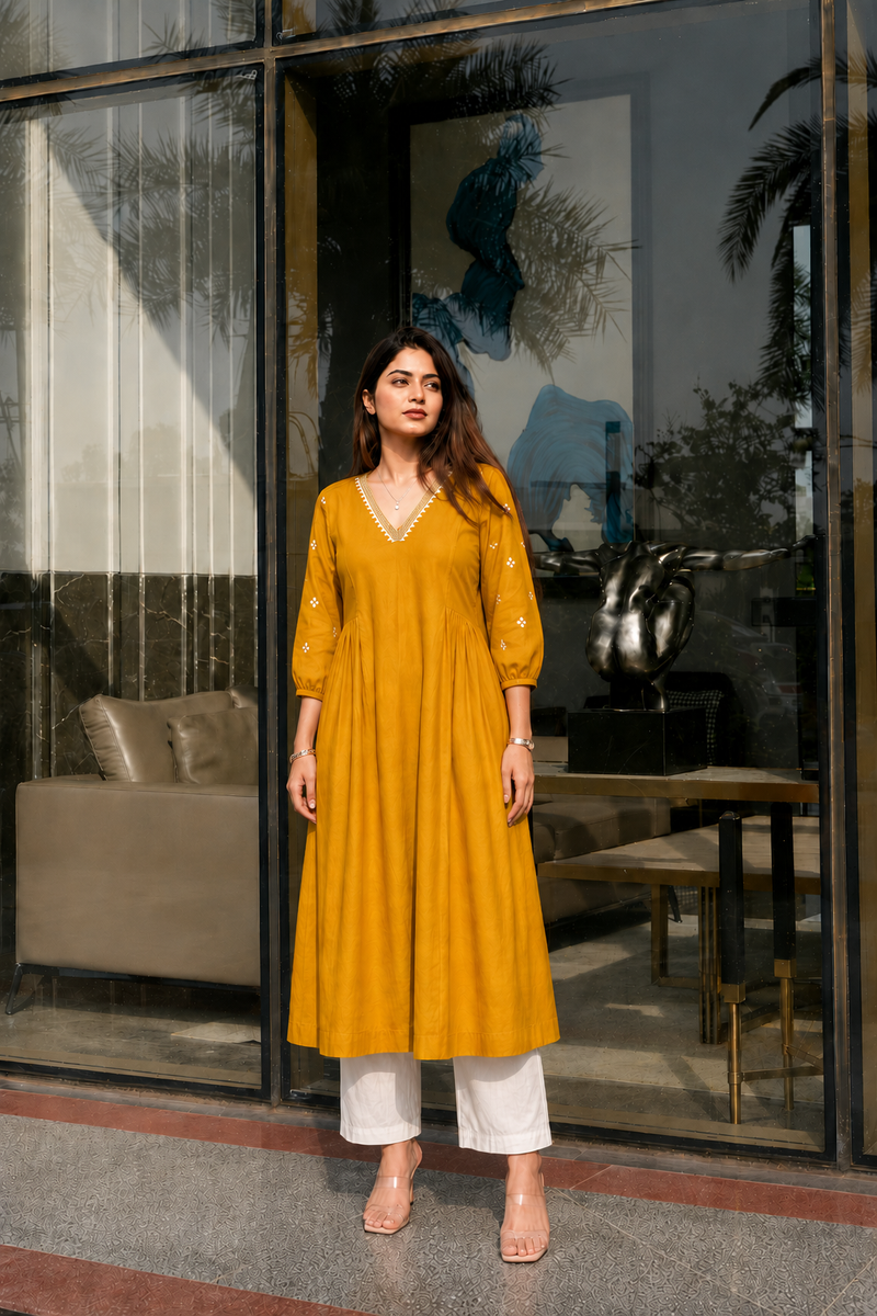 Solid Embroidered Kurta with Pant