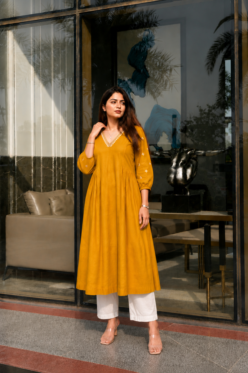 Solid Embroidered Kurta with Pant
