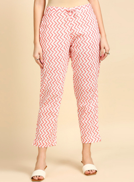 Peach Printed Ethnic Suit Set with Handwork