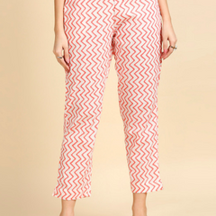 Peach Printed Ethnic Suit Set with Handwork