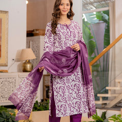 Purple Printed Ethnic Suit Set With Premium Handwork