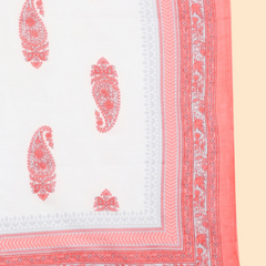 Peach Printed Ethnic Suit Set with Handwork