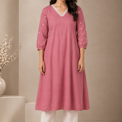 Solid Embroidered Kurta with Pant
