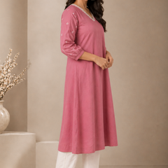 Solid Embroidered Kurta with Pant