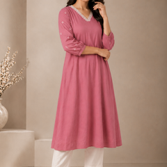 Solid Embroidered Kurta with Pant