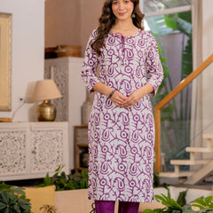 Purple Printed Ethnic Suit Set With Premium Handwork