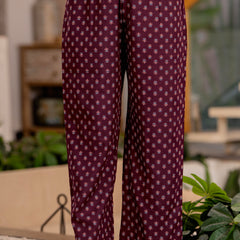 Burgundy A-Line Kurta Suit Set with Palazzo & Dupatta