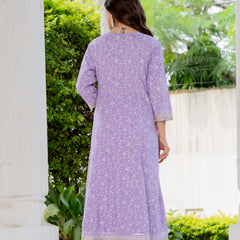 4 Premium Color Floral Printed Flared Mirror Work Kurta Set