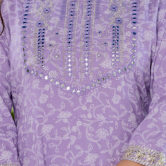 4 Premium Color Floral Printed Flared Mirror Work Kurta Set