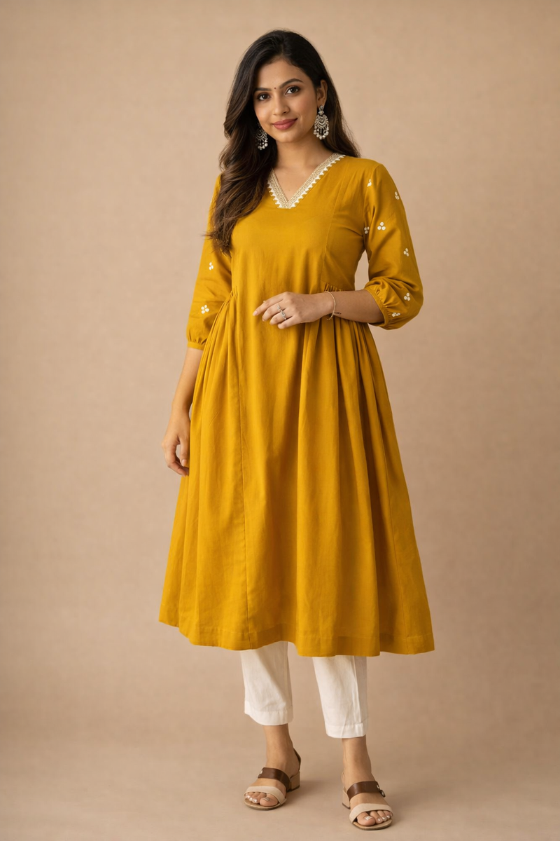Solid Embroidered Kurta with Pant