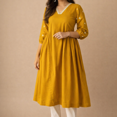 Solid Embroidered Kurta with Pant