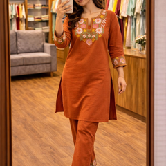 Floral Embroidered Ethnic Co-ord Set