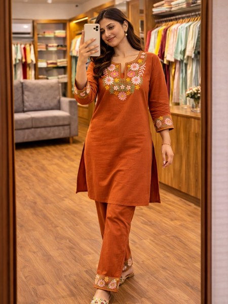 Floral Embroidered Ethnic Co-ord Set