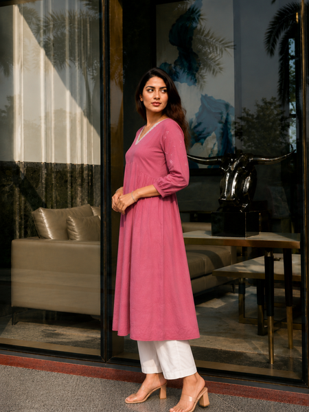 Solid Embroidered Kurta with Pant