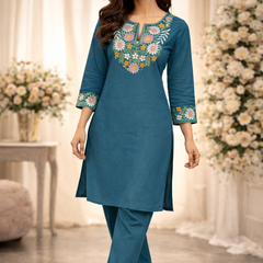 Floral Embroidered Ethnic Co-ord Set
