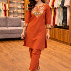 Floral Embroidered Ethnic Co-ord Set