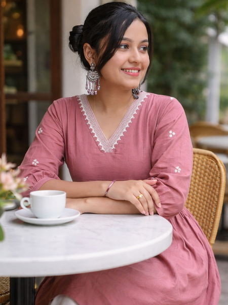Solid Embroidered Kurta with Pant