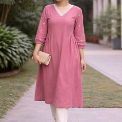 Solid Embroidered Kurta with Pant