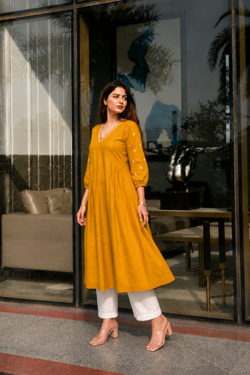 Solid Embroidered Kurta with Pant