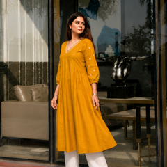 Solid Embroidered Kurta with Pant