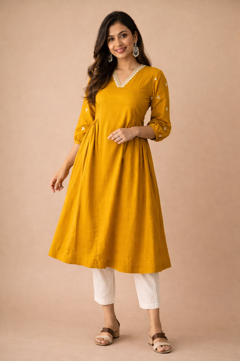 Solid Embroidered Kurta with Pant