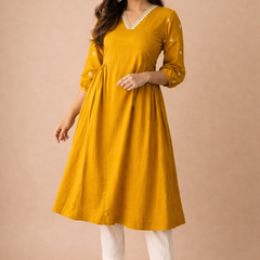Solid Embroidered Kurta with Pant