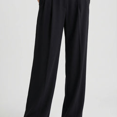 Women’s Black Wide Leg High Waist Pleated Palazzo Pants