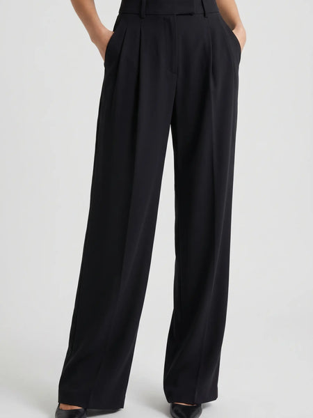 Women’s Black Wide Leg High Waist Pleated Palazzo Pants