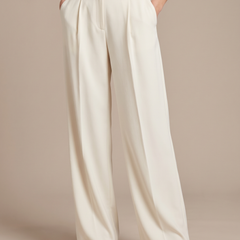 Women’s Off White Wide Leg High Waist Palazzo Pants