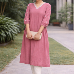 Solid Embroidered Kurta with Pant