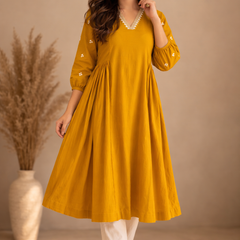Solid Embroidered Kurta with Pant