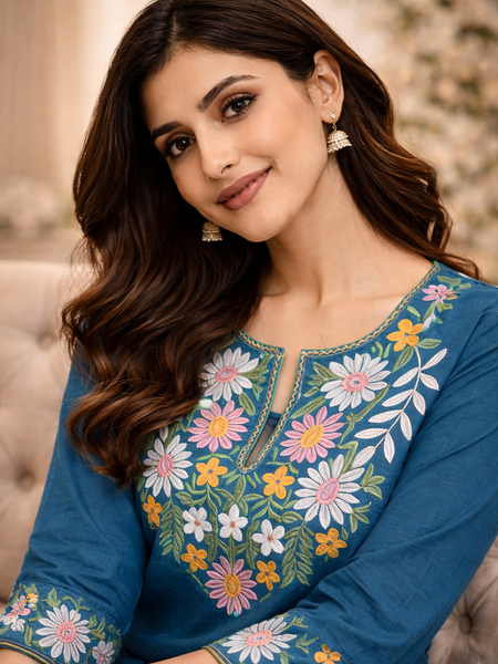 Floral Embroidered Ethnic Co-ord Set