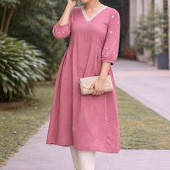 Solid Embroidered Kurta with Pant