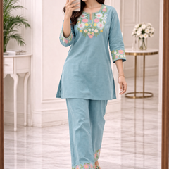 Floral Embroidered Ethnic Co-ord Set