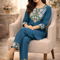 Floral Embroidered Ethnic Co-ord Set