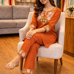 Floral Embroidered Ethnic Co-ord Set