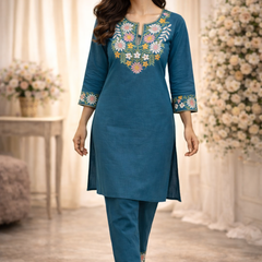 Floral Embroidered Ethnic Co-ord Set