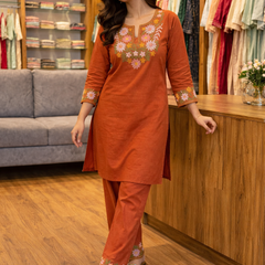 Floral Embroidered Ethnic Co-ord Set