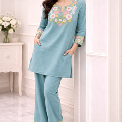 Floral Embroidered Ethnic Co-ord Set