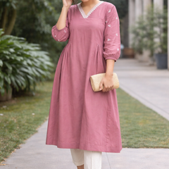 Solid Embroidered Kurta with Pant