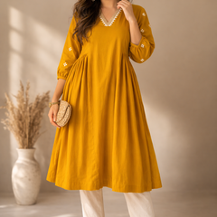 Solid Embroidered Kurta with Pant